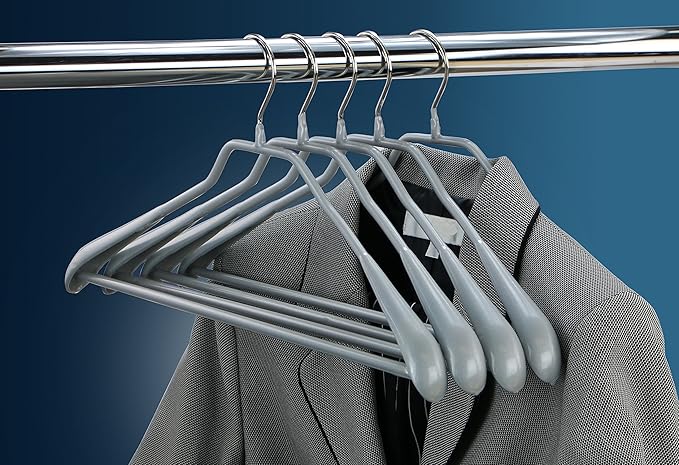 Mawa by Reston Lloyd BodyForm Series Non-Slip Space-Saving Clothes Hanger with Bar For Pants, 16 1/2", Style 42/LS, Set of 2, Silver