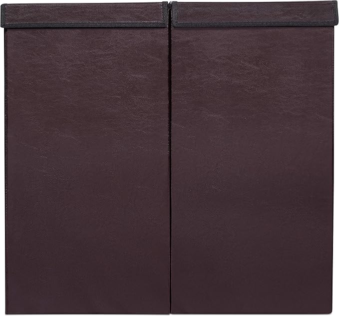 Internet's Best Double Faux Leather Laundry Hamper with Lid - Double Load - Foldable Hamper Basket - Removable Lid - Brown