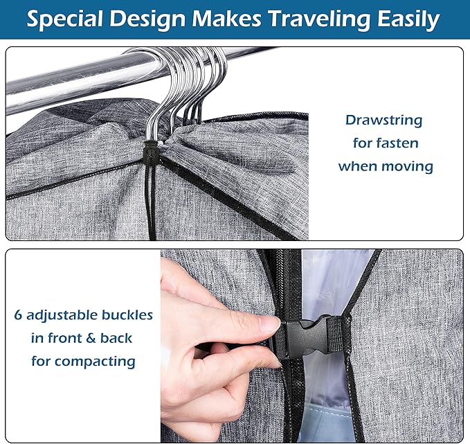 MISSLO Hanging Garment Bags for Travel Suit Bags for Closet Storage 50" Moving Bags for Clothes Dress Cover for Coat, Jacket, Shirt, Clothing