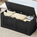 43.3" Storage Chest, Extra Large Storage Bench Trunk with 2 Hinges, Wooden Box, Lift-Top Chest Organizer, Shoe Bench for Entryway, Bedroom, Living Room, Black SB25504X
