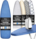 Home Intuition Extra Thick Ironing Board Cover and Pad Iron Scorch Resistant with Hook and Loop Secure Fastener and Elastic Edge,15x54, Standard Size Coated Thick Padding, Blue