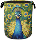 Peacock Laundry Basket Collapsible Laundry Hamper Clothes Toy Storage Bin for Bathroom Bedroom Room Decor 16" X 20.8"