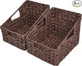 GRANNY SAYS Wicker Storage Baskets, Waterproof Wicker Basket with Handles, Trapezoid Woven Storage Bins for Organizing, Decorative Basket, Brown, 2-Pack