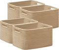 UBBCARE 4 Pack Storage Baskets for Shelves, Baskets for Organizing, Cube Shelf Storage Bin with Handles, Woven Storage Basket, 13"L x 9"W x 7.5"H, Brown
