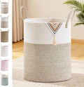 Tall Laundry Basket with Handles, 88L Portable Dirty Clothes Hamper, Boho Cotton Rope Storage Bin for Blankets Kids Toys Gifts, Large Organizer for Baby Nursery Bedroom Bathroom, Brown