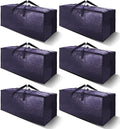 Heavy Duty Extra Large Moving Bags W/Backpack Straps - Strong Handles & Zippers, Storage Totes For Space Saving, Fold Flat, Alternative to Moving Box and Storage Bin (Set of 6, Blue)