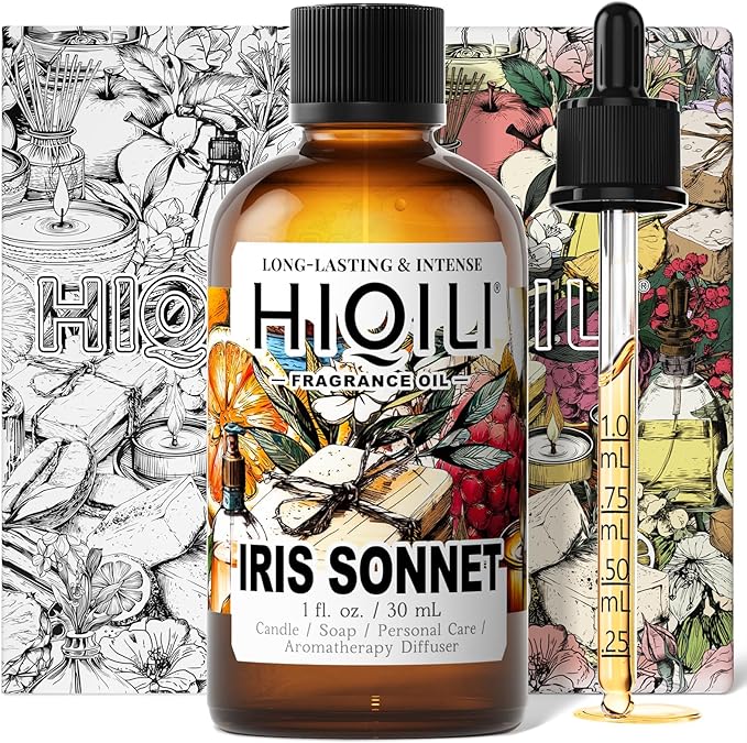 HIQILI Iris Sonnet Fragrance Oil, Premium Concentrated Scent for Home Diffuser, Perfume Balm Making, Linen Spray - 1 Fl Oz