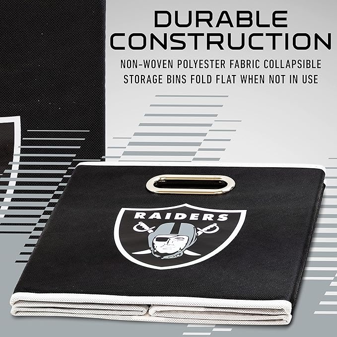 Franklin Sports NFL Storage Bins - Collapsible Cube Container + Basket - NFL Office, Bedroom + Living Room - 11"x11"