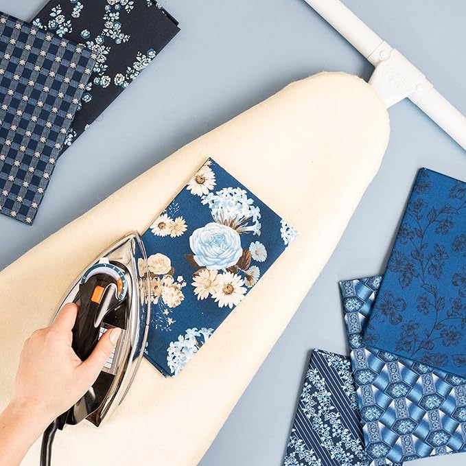 Love Sew Wool Reversible Fitted Ironing Board Cover - 2 in 1 - One Side Wool One Side Cotton (Fits 54" x 18" Standard Ironing Boards) (Aqua Blue)