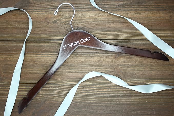 1st White Coat Hanger | Medical School Graduation Gift for Doctors, Pharmacists & Nurses | White Coat Ceremony Keepsake | Dark Walnut Engraved Wood Hanger