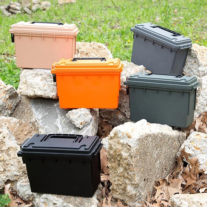 Sheffield Ammo Storage Box, .30 Cal Stackable | Water and Dust Resistant | Lockable | Made in USA | Pack of 6