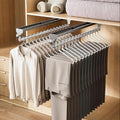 2 Pack Pull Out Closet Rod, 15.7inch Heavy Duty Pants Rack, Adjustable Clothes Hanger Rail, Space Aluminum Valet Rod, Top Mounted Wardrobe Clothes Organizer, Closet Storage for Trousers Coats Gray
