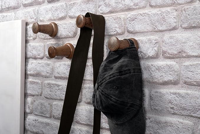 Rustic Wall Mounted Coat Rack with Shelf 20” Wooden Entryway Organizer with 5 Metal Hooks for Floating Storage Shelf for Bathroom Bedroom Kitchen Living Room (walnut, Hooks (2 Pack))