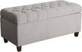 Homepop Home Decor | Tufted Ainsley Button Storage Ottoman Bench with Hinged Lid | Ottoman Bench with Storage for Living Room & Bedroom, Grey
