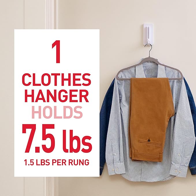 Command Folding Clothes Hanger, Holds up to 5 Hangers 7.5 lb, 1.5lbs per Rung, 1 Hook with 5 Rungs, 4 Strips, Closet Organizer, Home Organization (2 Pack)