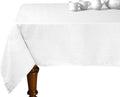 Violet Linen European Solid Faux Linen Pattern, Polyester, Water Repellent, Spillproof, Wrinkle Free Anti-Shrink Soft Fabric, White, 60 Inch by 95 Inch, Seats 6 to 8 People, Rectangle Tablecloths