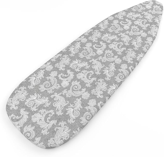 Encasa XO Ironing Board Cover with 4mm Extra Thick Felt Pad for Steam Press – Grey - (Fits Standard Boards of X-Large, 54"x18") Elastic Fitting, Heat Reflective, Protective