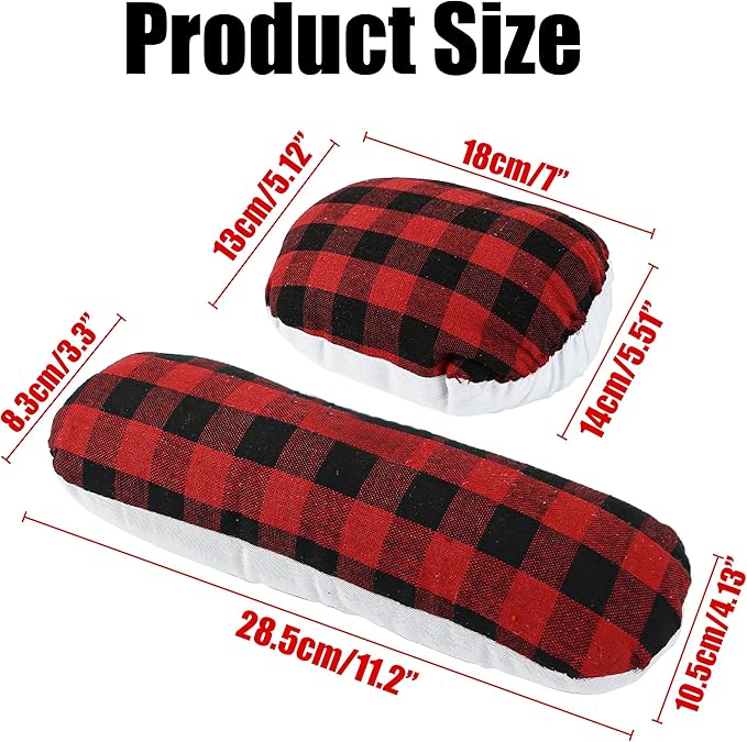 Sewing Ham Pressing Ham for Tailors, Solid Seam Roll Set, Cushion Tool for Ironing Heat Insulation Pad, Sleeve, Collar, Curved, Darts, Body Seam Ironing Accessories, Red and Black Plaid