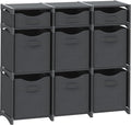 9 Cube Storage Organizer With Bins Included - Closet Storage With 9 Storage Bins - Easy To Assemble Storage Unit With Drawers - Closet Organization For Clothes, Bedroom, Nursery, & Toys (Dark Grey)