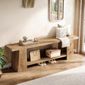 Tribesigns 2-Tier Entryway Bench, 59-Inch Extra Long Shoe Bench with Storage Shelves, Wood End of Bed Seat, Farmhouse Hallway Foyer Seat with Open Shelves for Entryway, Bedroom, Living Room, Natural