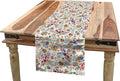 Ambesonne Mexican Table Runner, Colorful Nature Inspired Pattern Birds Flowers Leaves and Dots Creativity, Dining Room Kitchen Rectangular Runner, 12" X 72", Red Cream
