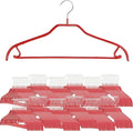 MAWA by Reston Lloyd Silhouette Series Non-Slip Space Saving Clothes Hanger with Bar & Hook for Pants and Skirts, Style 41/FRS, Set of 100, Red
