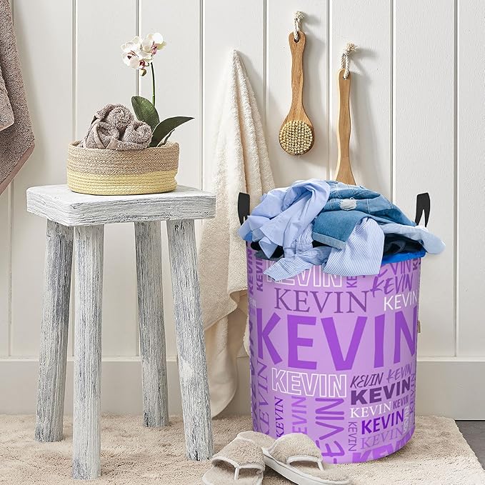 Custom Name Laundry Hamper, Personalized Dirty Clothes Hamper with Name for Bathroom Bedrooms Clothes Storage Organizer, Personalized Gifts for Boys Girls Men Women