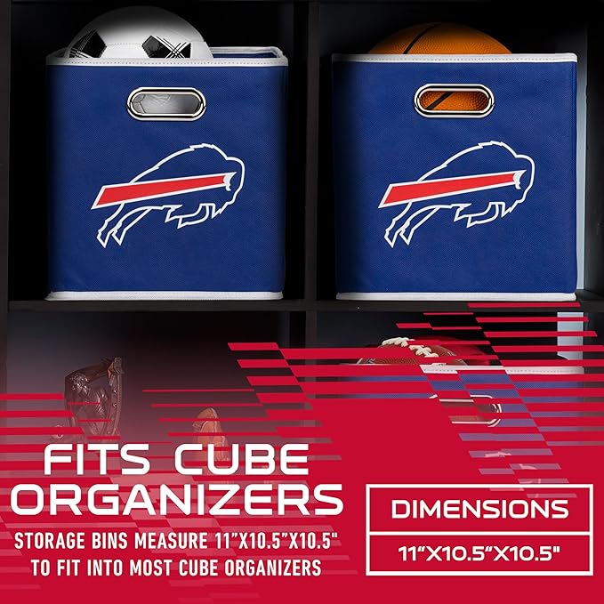 Franklin Sports NFL Storage Bins - Collapsible Cube Container + Basket - NFL Office, Bedroom + Living Room - 11"x11"