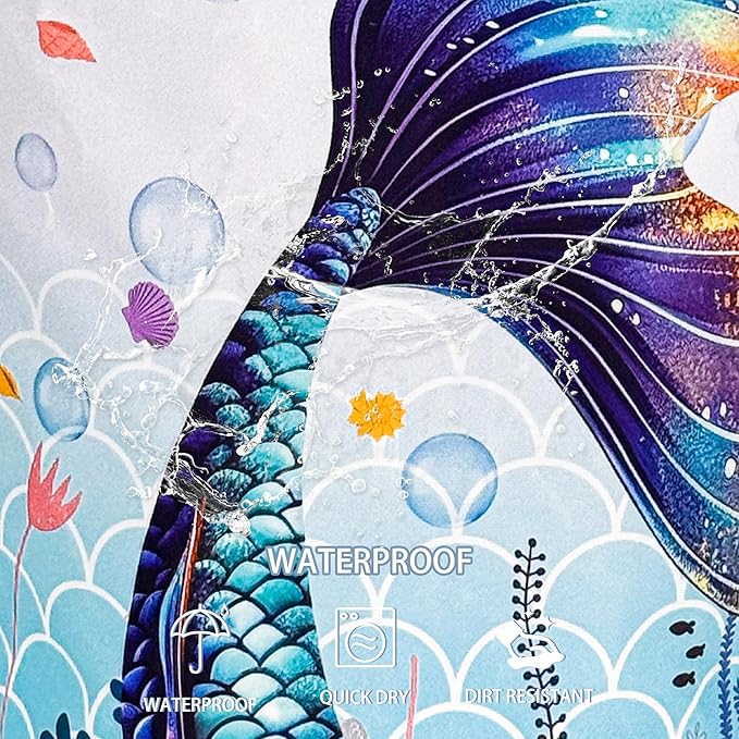 Blue Purple Mermaid Tail Laundry Basket Beautiful Foldable Oxford Cloth Funny Tote Bag Laundry Hamper Clothes Storage Bucket Toy Organizer For Bathroom/Laundry Storage/Bedroom 18.9x16.5 In