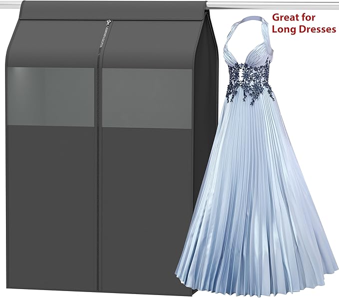 Simple Houseware 30"W x 54"H Garment Cover with Bottom Seal and Clear Window for Clothes Rack/Closet/Hanging Clothes, Dark Gray