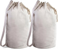 Handy Laundry Canvas Duffel Bag - Drawstring, Leather Closure, Shoulder Strap. (2-PACK)