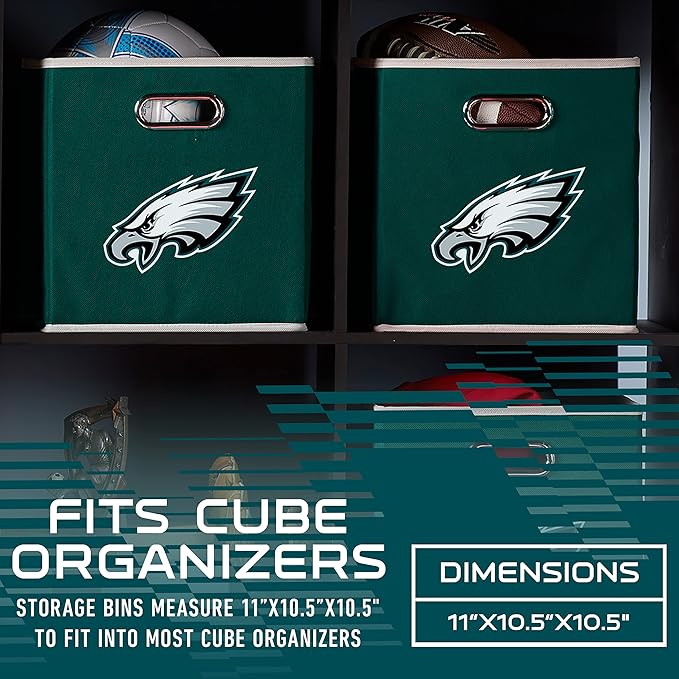Franklin Sports NFL Storage Bins - Collapsible Cube Container + Basket - NFL Office, Bedroom + Living Room - 11"x11"