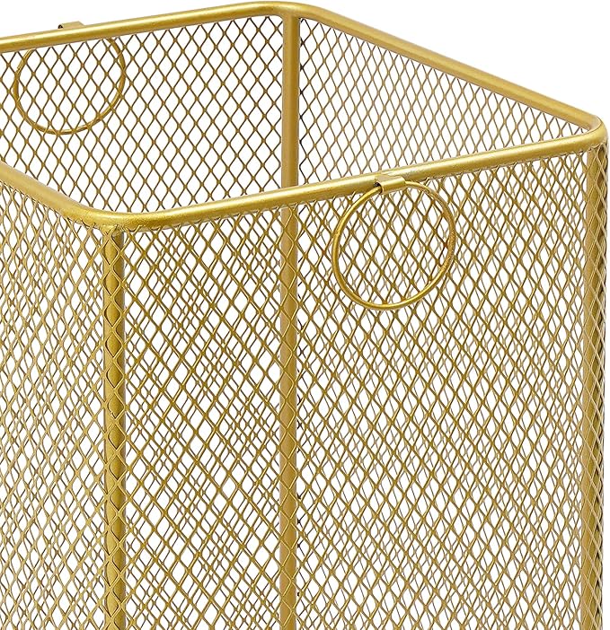 Wire Metal Rolling Laundry Basket On Wheels,Mesh Wire Laundry Basket Storage Cart for Bathroom Bedroom Dirty Clothes Storage (A)