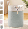 Tall Laundry Basket with Handles, 100L Portable Dirty Clothes Hamper, Boho Cotton Rope Storage Bin for Blankets Kids Toys Gifts, Extra Large Organizer for Nursery Bedroom Bathroom, Sage Green