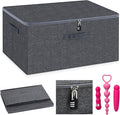 Discreet Lockable Toy Bag Storage Organizer Toy Bag Storage Bins Case with Zipper Lid for Women and Men Clothes Container(Gray,19.3 x 14.6 x 11.8 Inch)