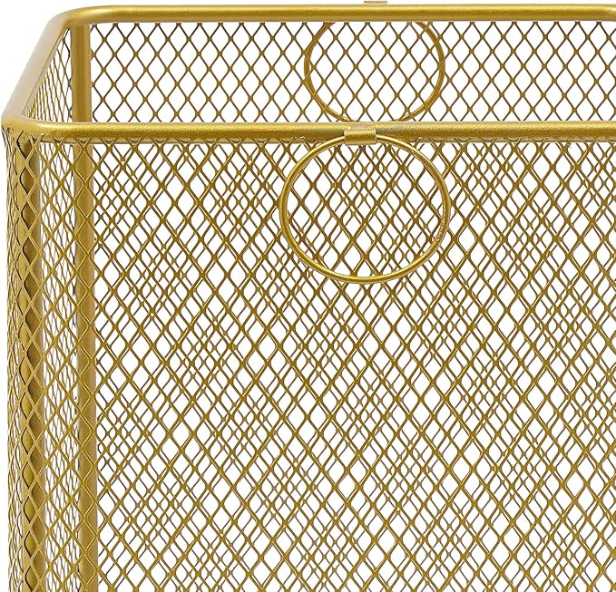 Rolling Laundry Basket Cart, Metal Laundry Hamper with Wheels, Laundry Organizer Basket Cart, Clothes Storage Organizer Hamper for Living Room,Bathroom,Closet (Gold, Square)