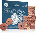 Cedar Wood Closet Freshener for Clothes Hangers, 30 Wooden Flowers for Wardrobe Closet - Cedarwood Hangers - Wood Ring Pack - Clothes Refresher - Cedar for Drawers and Closets