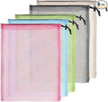 6 Pcs 11 x 15 Inch Nylon Mesh Drawstring Laundry Bags, Mesh Stuff Sacks with Cord Lock Closure, Breathable, Large Capacity, Multicolor for Travel, Gym, Home