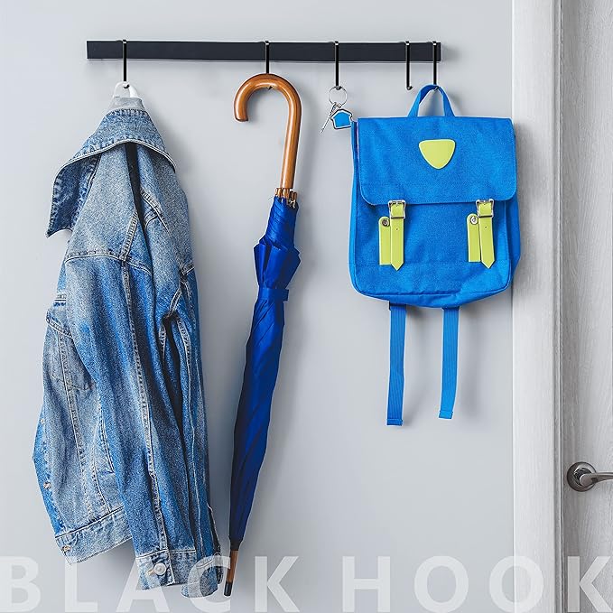 Vantasii 10 Pack Over The Door Hook, Sturdy Single Metal Over Door Hanger Electroplate Metal Hook for Hanging, Towels, Clothes, Bags, Cubicle, Bathroom Use (Black)