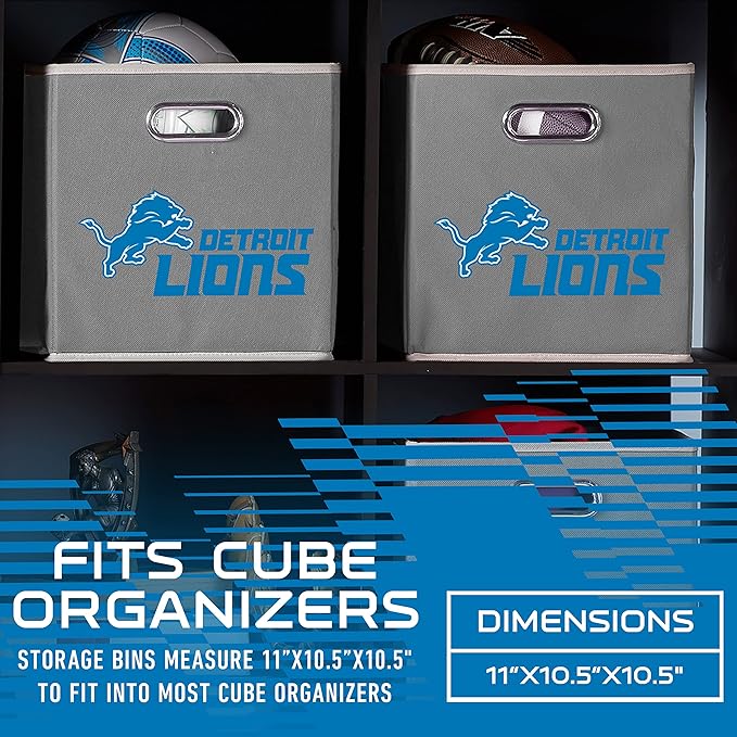 Franklin Sports NFL Storage Bins - Collapsible Cube Container + Basket - NFL Office, Bedroom + Living Room - 11"x11"