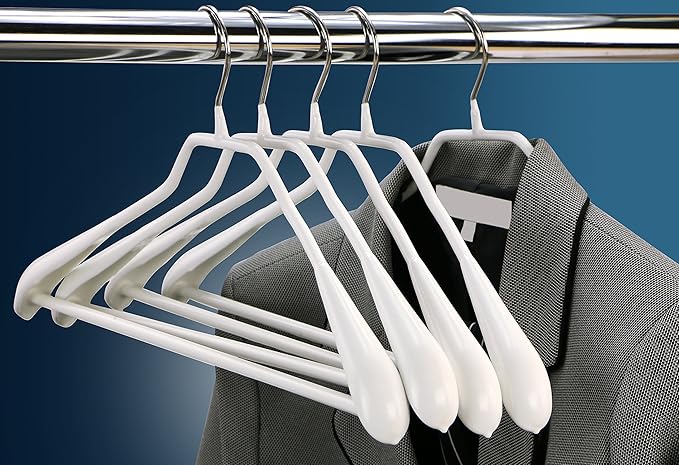 Mawa by Reston Lloyd BodyForm Series Non-Slip Space-Saving Clothes Hanger with Bar For Pants, 16 1/2", Style 42/LS, Set of 5, White