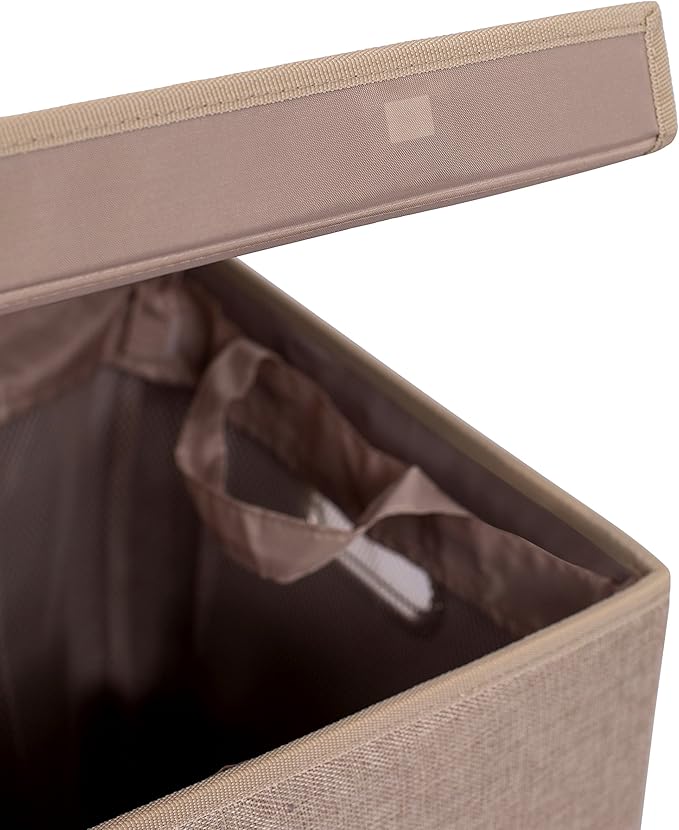BIRDROCK HOME Double Laundry Hamper with Lid and Removable Liners | Linen | Easily Transport Laundry | Foldable Hamper | Cut Out Handles