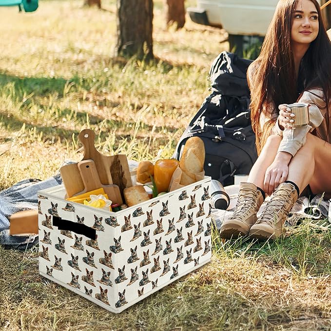 Australian Cattle Dog Gifts Storage Bins & Boxes with Handles, Australian Cattle Dog Foldable Basket for Organizing, Pet Lover Gifts Collapsible Storage Basket for Bedroom Bathroom Clothes Toys