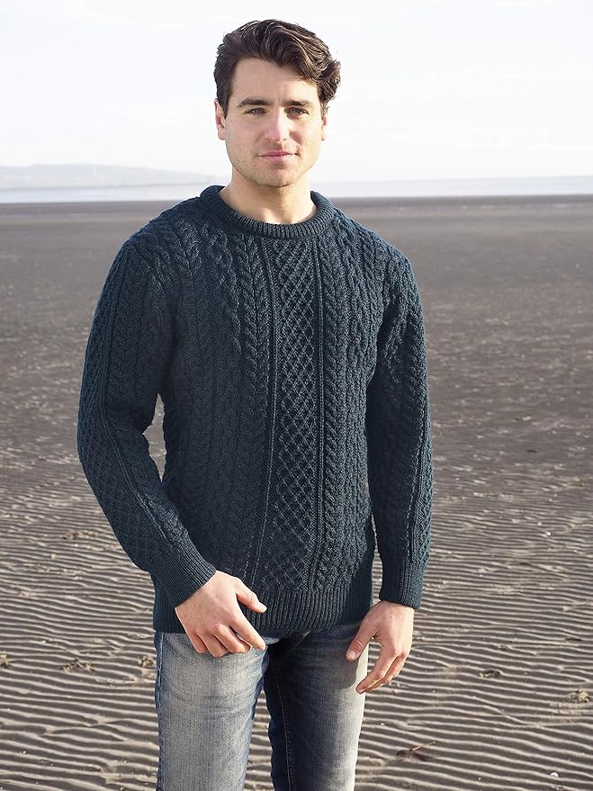Aran Crafts Aran Crew Neck Sweater (100% Wool)