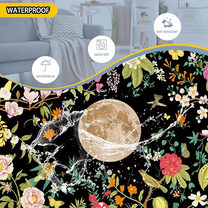 Moon Flower Laundry Basket Beautiful Floral Foldable Oxford Cloth Funny Tote Bag Laundry Hamper Clothes Storage Bucket Toy Organizer For Bathroom/Laundry Storage/Bedroom 18.9x16.5 Inch