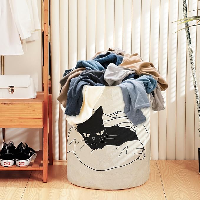 Laundry Hamper for Bedroom,Dirty Clothes Basket,Laundry Basket with Handles,Kids Girls Room Canvas Hamper Bag,Blankets,Towel,Toy Storage Organizer