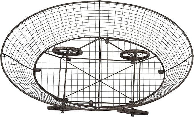 Creative Co-op Vintage Metal Laundry Basket with Wheels 25" x 15" x 26 3/4" (W x D x H)