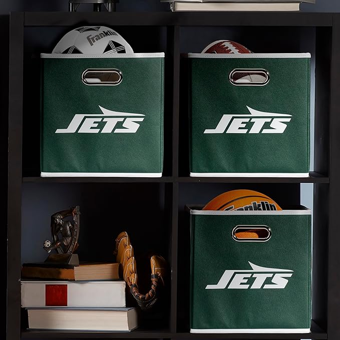 Franklin Sports NFL Storage Bins - Collapsible Cube Container + Basket - NFL Office, Bedroom + Living Room - 11"x11"