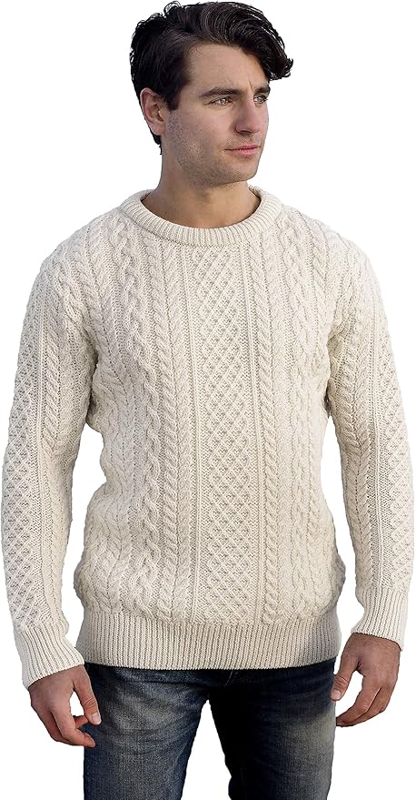Aran Crafts Aran Crew Neck Sweater (100% Wool)