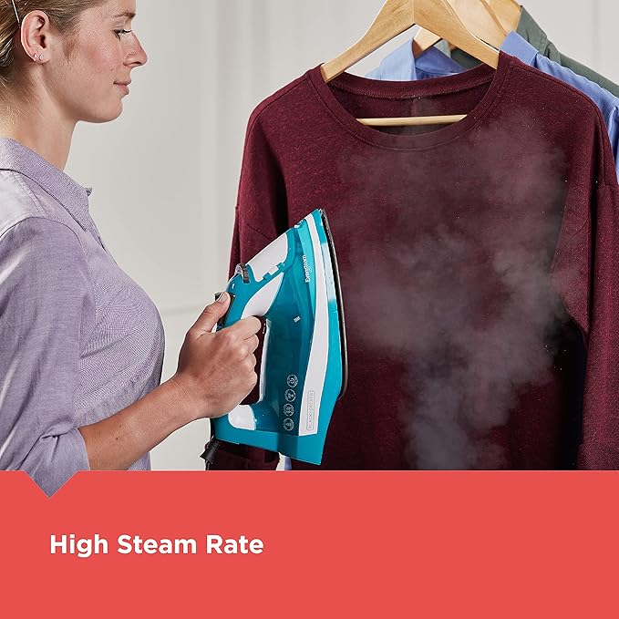 BLACK+DECKER IR16X One-Step Garment Steam Iron with Stainless Nonstick Soleplate, One Size, Turquoise